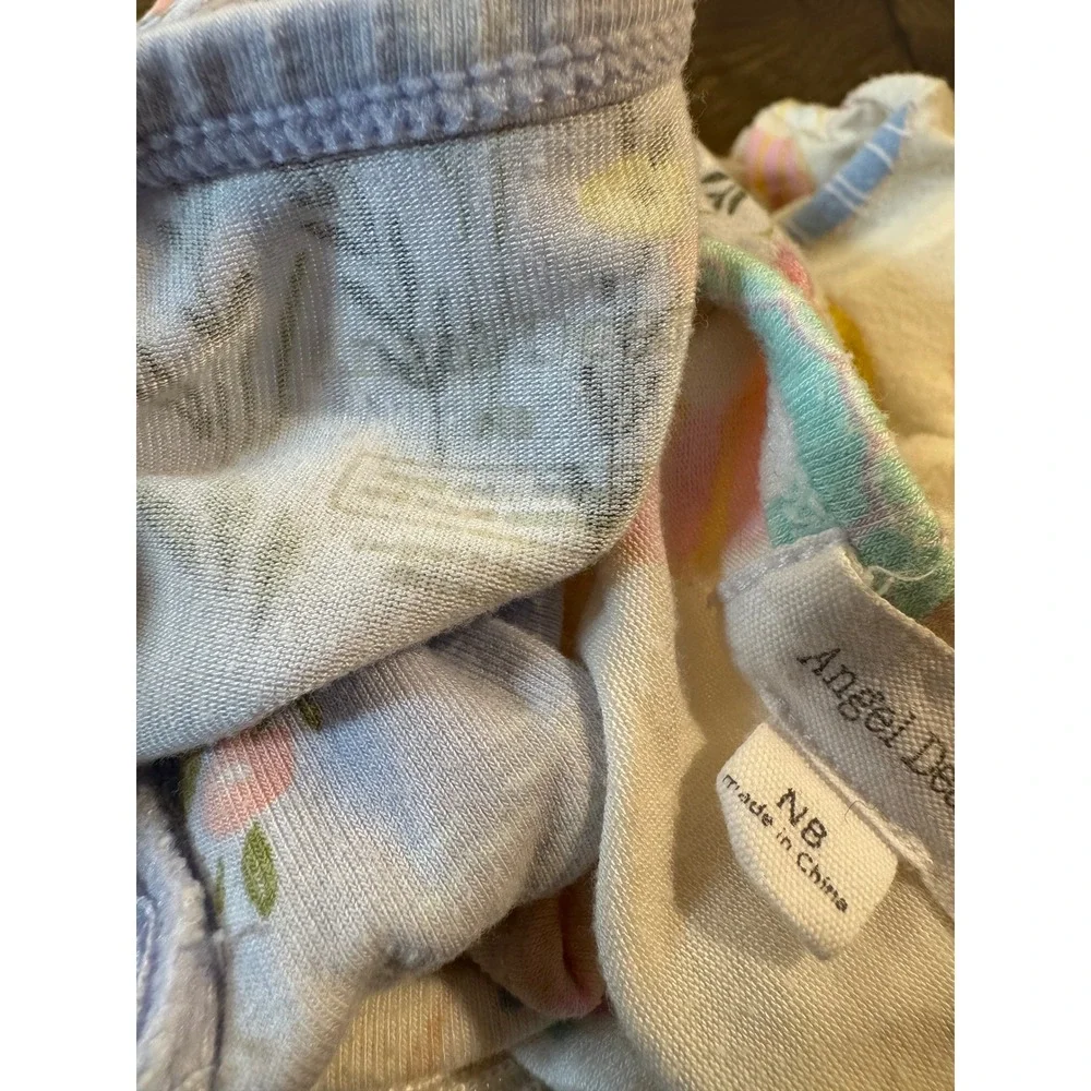 Angel Dear Newborn Baby Girl Bamboo Sleepers Ruffle Bottom Swan Donuts Bundle